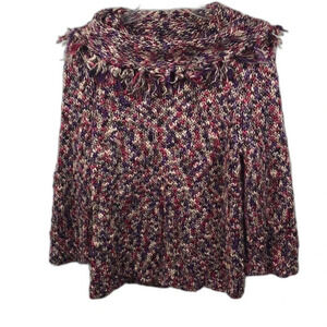 Fringed Collar Knit Sweater Pink Purple Pullover Stylish Soft Cozy‎